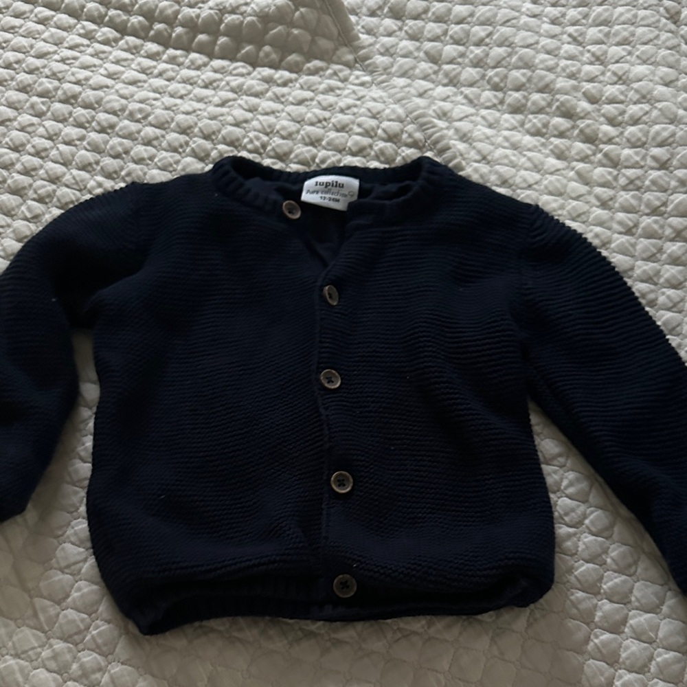 Navy Kids Cardigan with Button Closure